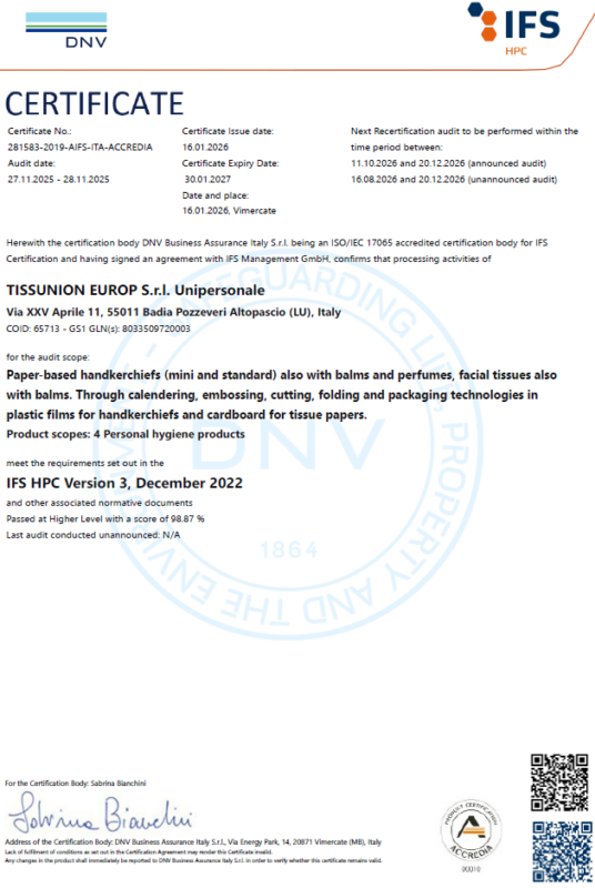 RC certificato 2026 IFS